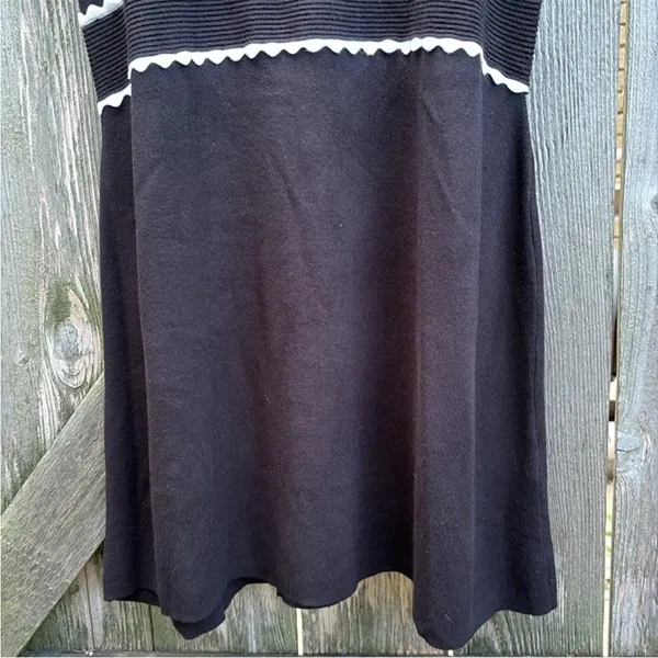 NWT Express Puff Sleeve Scallop Trim Sweater Dress Black White Size XL - Image 6
