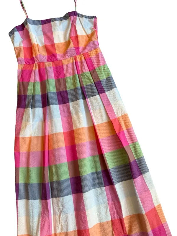 Kate Spade For Target Colorful Plaid Dress A-Line Spaghetti Strap Size Small - Image 5