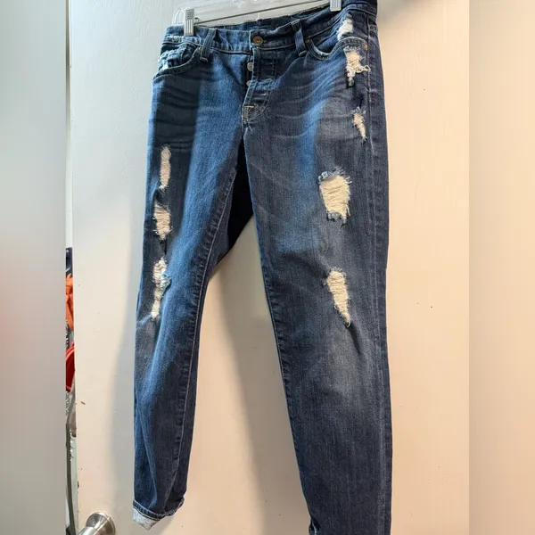Seven For All Mankind Josefina Distressed Boyfriend Jeans Size 29 - Image 4