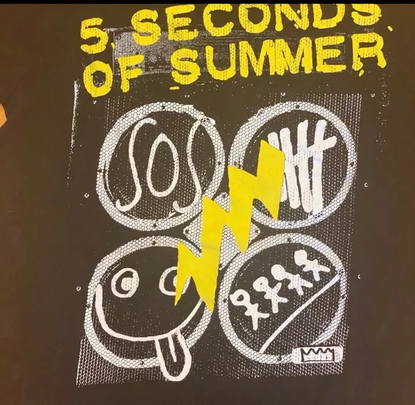 5SOS 5 Seconds of Summer Concert TShirt Black Yellow Band Merch S Y2K Pop - Image 2