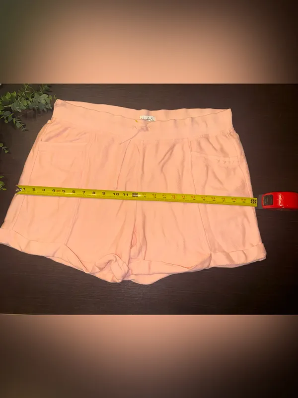 Wonderly Light Peach Drawstring 100% Cotten Pull On Relax Lounge Shorts Size 1X - Image 5