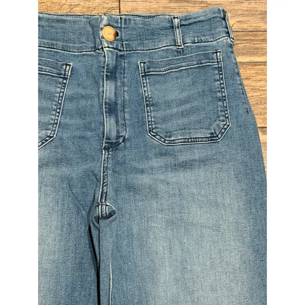 Maeve The Colette Wide Leg Jeans High Rise Cropped Blue Size 32 Anthropologie - Image 5