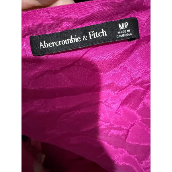 Abercrombie & Fitch Emerson Drama Puff Sleeve Bow Back Pink Maxi Dress Sz MP - Image 7