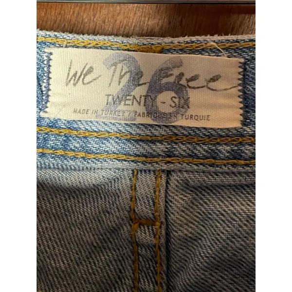 We The Free Distressed Jeans 26 Button Fly Raw Hem Straight Denim Y2K Festival - Image 5