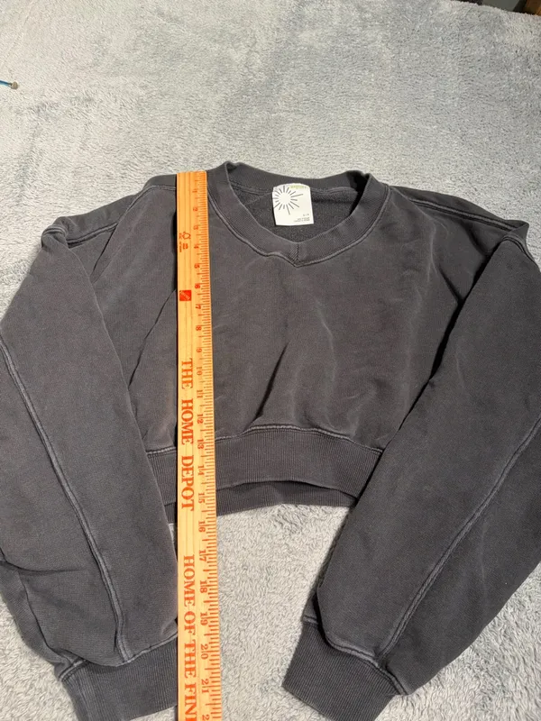 Aerie offline Cropped Crewneck Sweatshirt charcoal small - Image 5