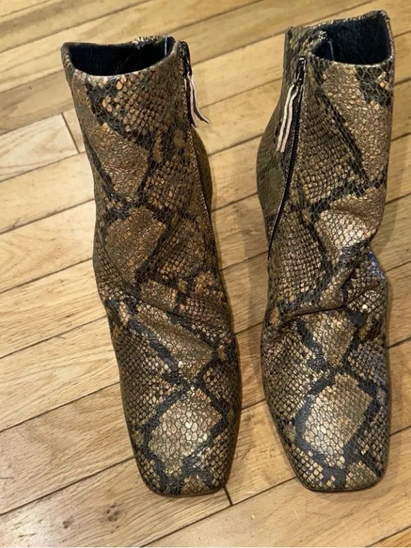 Free People Snake Print Leather Ankle Boots Size 39 US 8.5–9 - Image 6