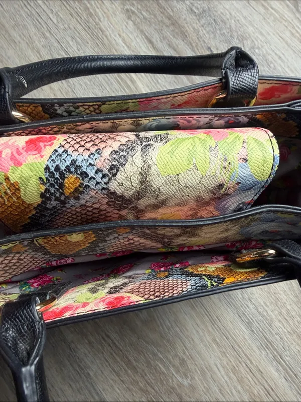 Betsey Johnson XO Chloe Floral Faux Snake Satchel Bag - Image 6