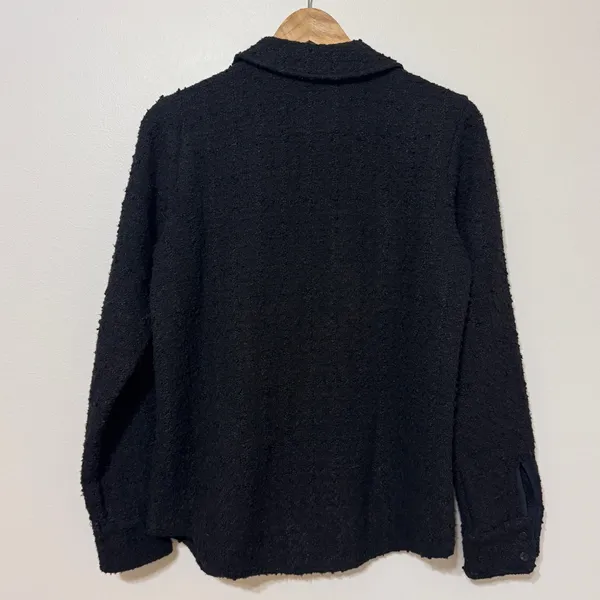 Abercrombie & Fitch Oversized Textured Tweed Button Up Shacket Small Black Coat - Image 6
