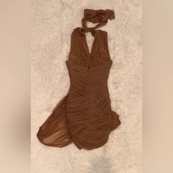 NWOT House Of CB Letitia HAZELNUT Halter Mini Dress sz XS - Image 5