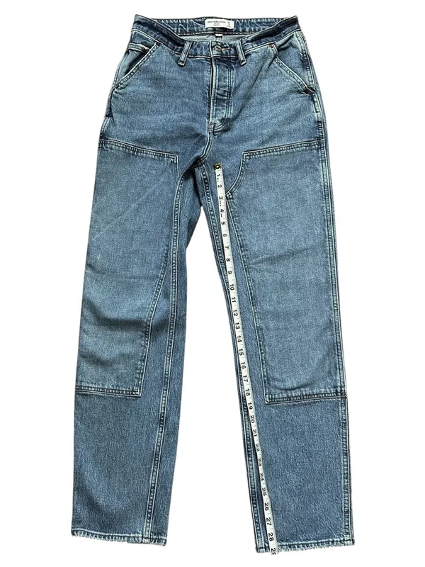 Abercrombie & Fitch Curve Love The Dad High Rise Double Knee Straight Jeans Sz 4 - Image 8