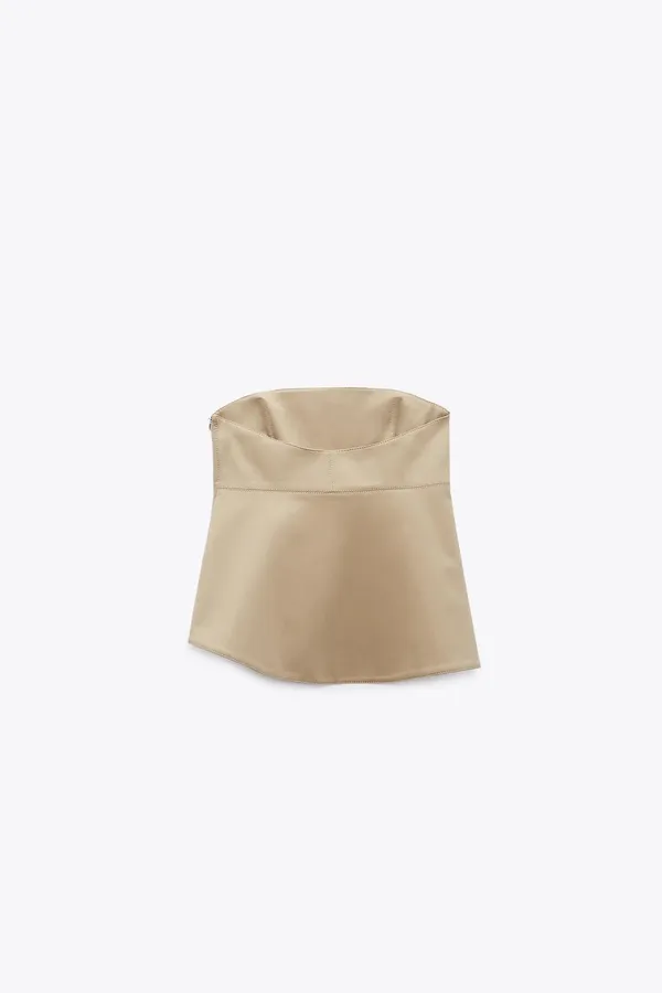 Zara top sleeveless corset beige tan zip up asymmetrical - Image 4