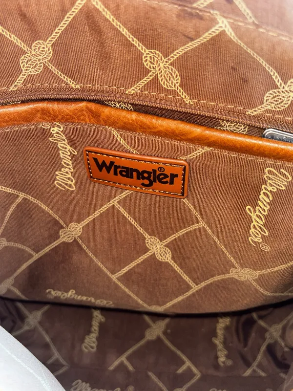 Wrangler Womens Floral Embossed Fringe Adjustable Strap Brown Hobo Crossbody Bag - Image 11