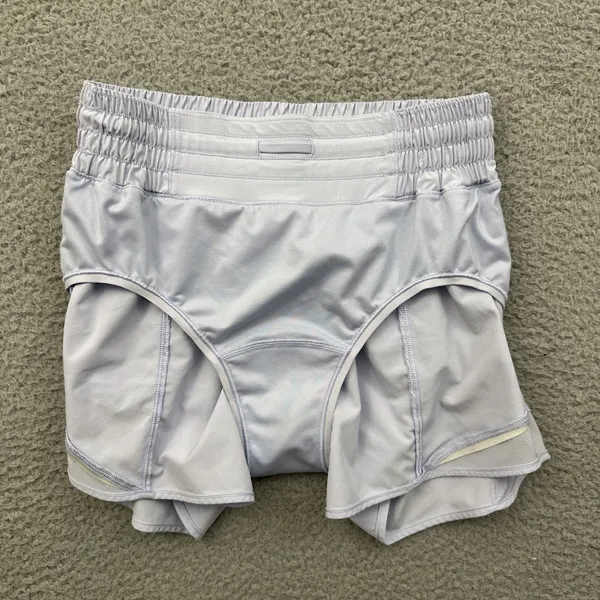 Lululemon Hotty Hot Shorts High Rise 4" Blue Linen Athletic Athleisure Women's 4 - Image 3