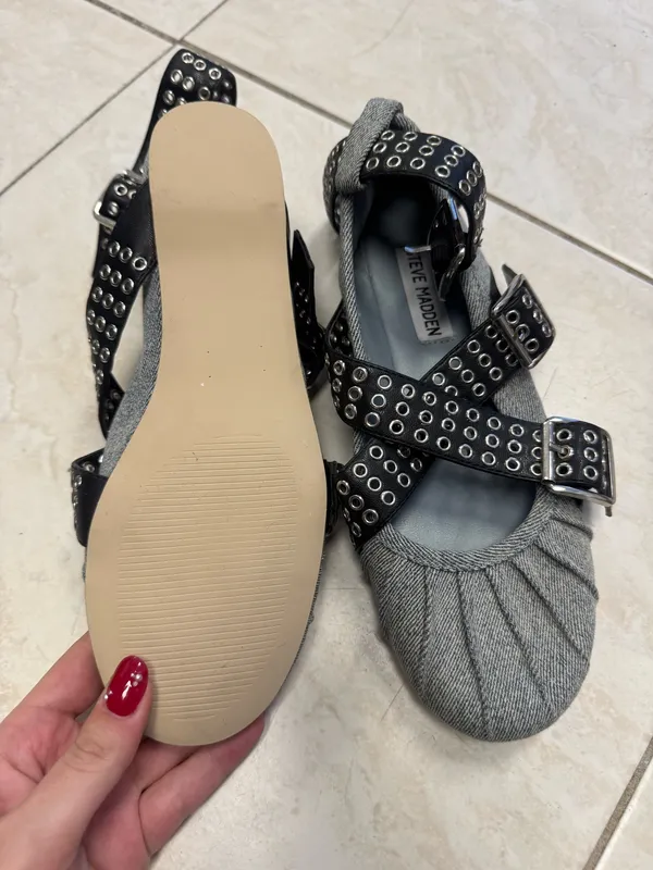 Steve Madden denim and black Mary Jane flats - Image 2