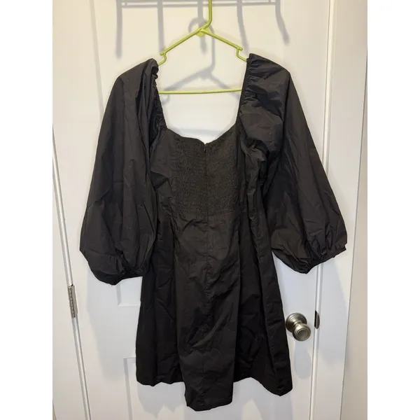 Pomander Place Tuckernuck Square Neck Chloe Mini Dress Black Puff Sleeve Sz XL - Image 4