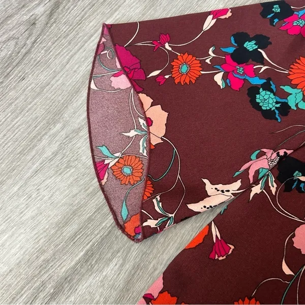 Aritzia Wilfred Cambria Floral Maroon Blouse Top Workwear Office Church Size XXS - Image 6