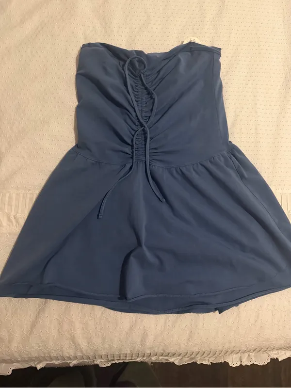 Aerie OG Cotton Strapless Ruched Mini Dress - Image 2