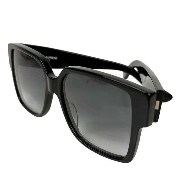 YSL - SAINT LAURENT Acetate Square SLM9 002 Sunglasses Black/Gray - Image 5