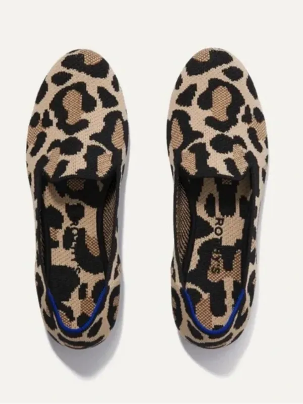 Rothy’s The Almond Toe Loafer Retired Desert Cat Leopard Print Knit Flats 5.5 - Image 15