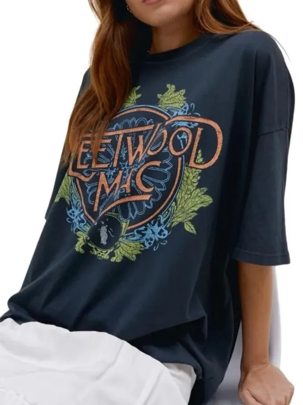 NEW Daydreamer Fleetwood Mac Flower Crest OS Tee ~ Vintage Black ~ SOLD OUT - Image 3