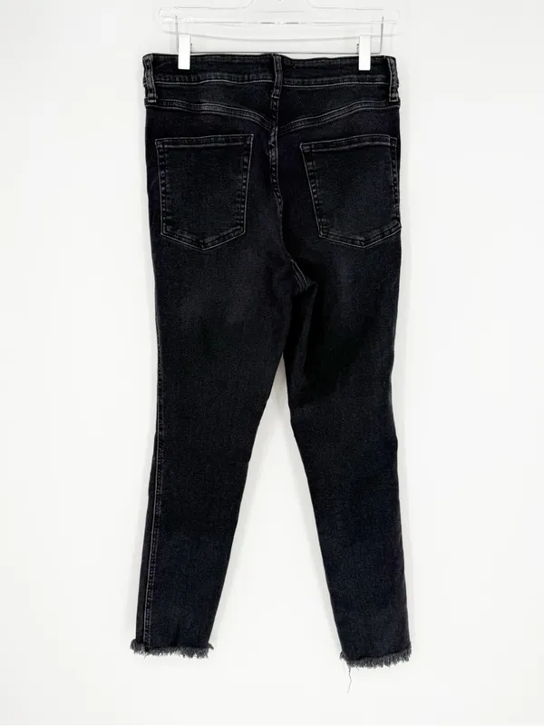 Free People High Rise Raw Hem Jegging Skinny Jeans Women’s 31 Faded Black - Image 3