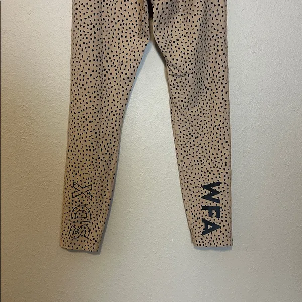 White Fox x Sarah's Day Leggings‎ High Waist Drawstring Speckled Print Medium - Image 6