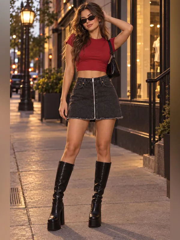 Abercrombie Zoe Black Denim Front Zip Mini Skirt 24 NWT Frayed Distressed A Line - Image 3