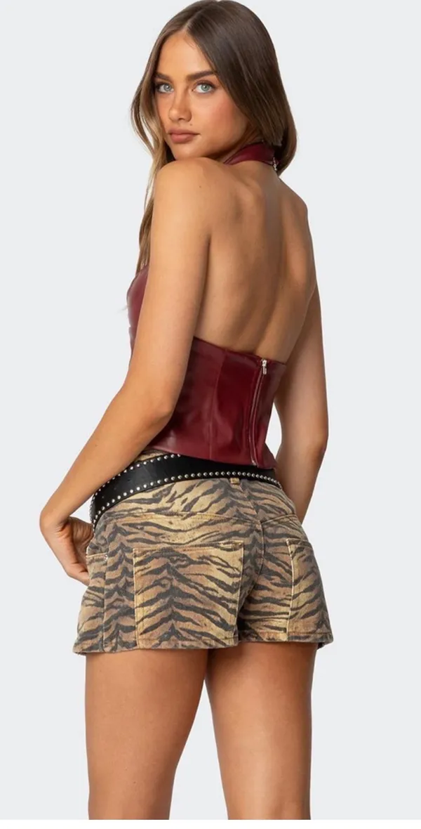Edikted faux red leather halter top - Image 4