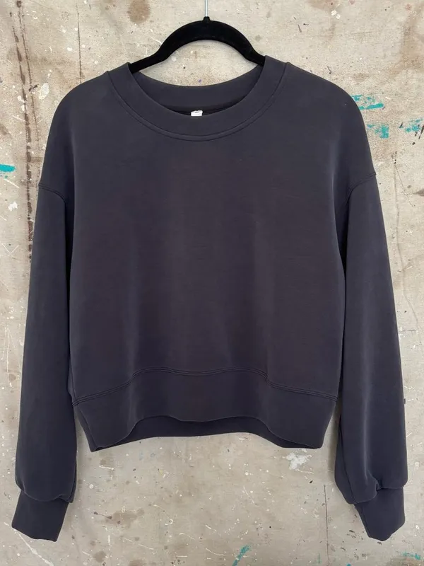 Lululemon Softstreme Perfectly Oversized Cropped Crew, Black - Image 2