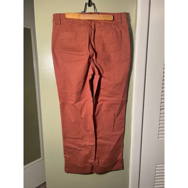 Loft Womens Size 4 Flare Wide-Leg Crop Jeans in Coral Pink Orange Stretch Cotton - Image 7