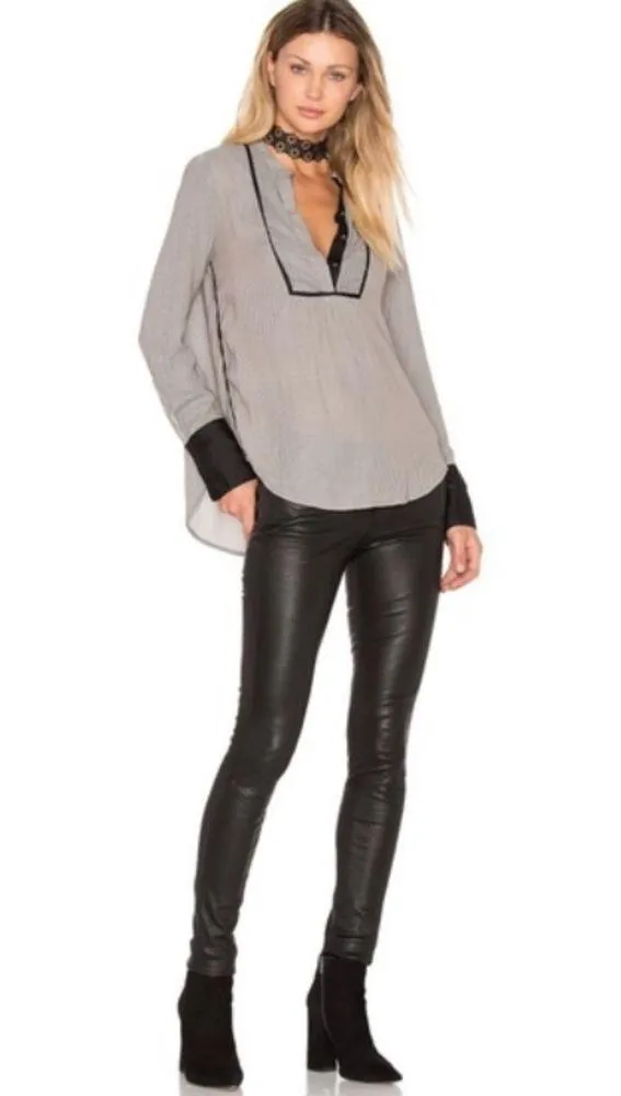 Free People Pebble Crepe Shirt Neutral - Image 11
