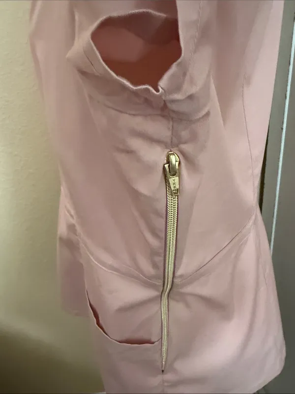 Jaanuu Dusty Pink Short Sleeve Scoop Neck Medical Top - Image 4