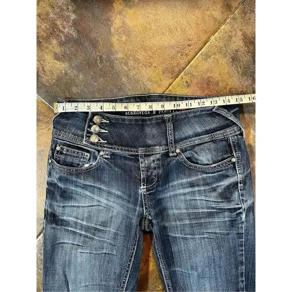 Standards & Practices 3 Button Close Boot Cut Size 27 Jeans Blue - Image 3