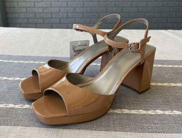 NWT Worthington Lessing Block Heel Sandals Square Toe Camel Tan Size 10 - Image 4