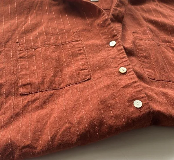 shimmer thread button front camp blouse, size medium - Image 2