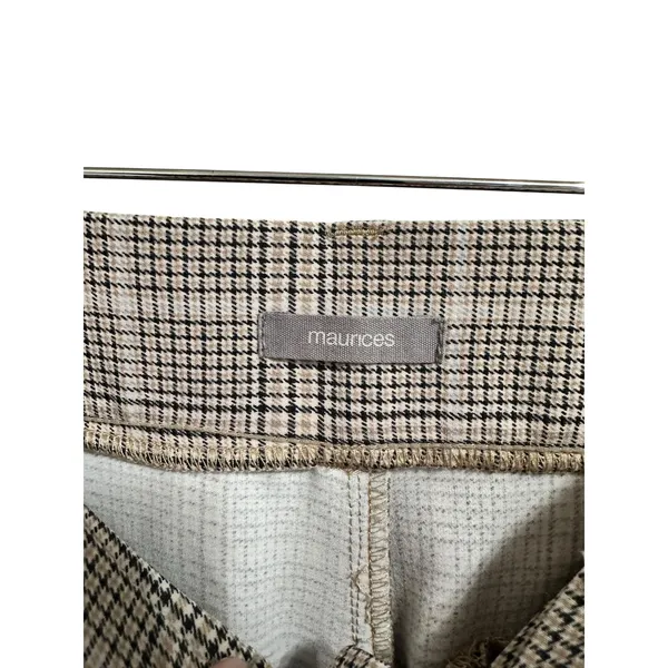 Maurices Women'S Brown tan Plaid Wide Leg Pleated‎ Trousers Size 4 - Image 2