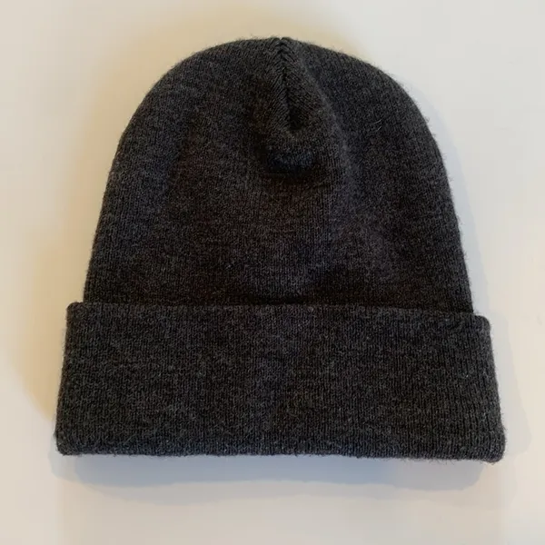 Dark Gray Knit Beanie Winter Hat with House Logo Men’s or Women’s - Image 2