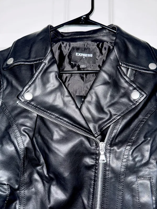 Express Leather Jacket Black - Image 2