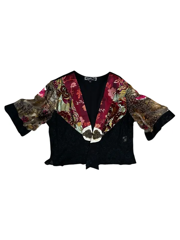 Vintage Spencer Alexis Velvet Silk Burnout Embroidered Kimono Whimsygoth Artsy - Image 2