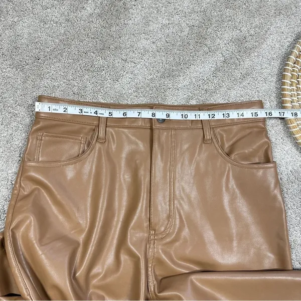 Abercrombie & Fitch Curve Love 90s Straight Ultra Hi Rise Pants Vegan Leather 31 - Image 13
