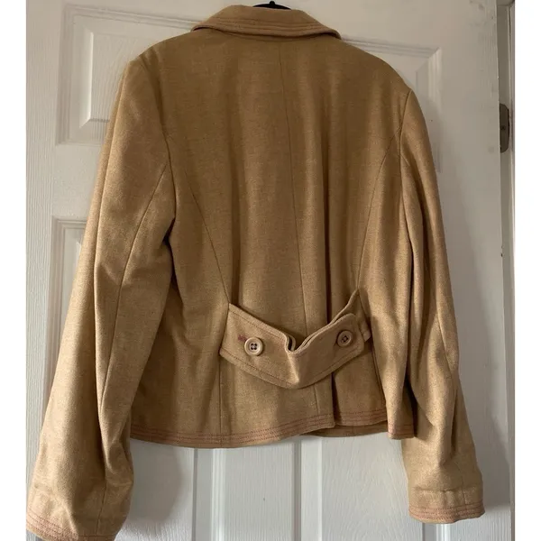 Gap Women's Wool Coat‎ Short Waist Jacket Size XL Camel Khaki/Tan - Image 7