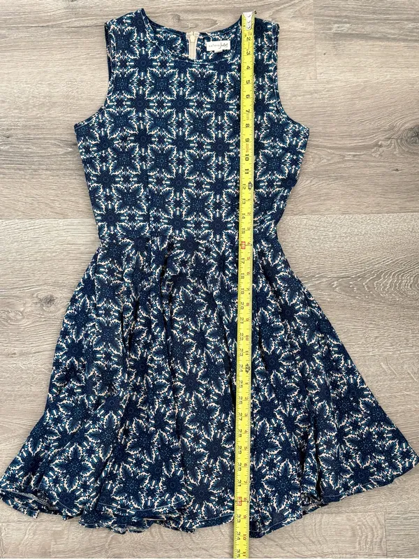 Maison Jules XS Navy Floral Fit & Flare Sleeveless Dress - Image 4