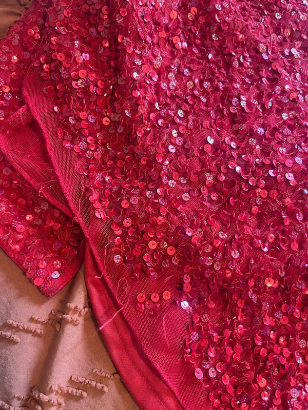 Primavera Couture Red Sequin Dress - Image 7