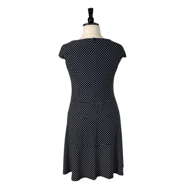 Nine & Co Aline Dress Cap Sleeves Black White Polka Dot Boatneck Women’s Size 14 - Image 4