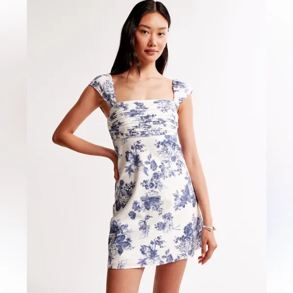 Abercrombie & Fitch Petite Emerson Cap Sleeve Linen Blend Mini Dress - Image 3