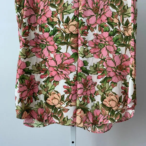 Rose + Olive Floral Boho Beachy Relaxed Dainty Sleeveless V-Neck Top Large Pink - Image 5