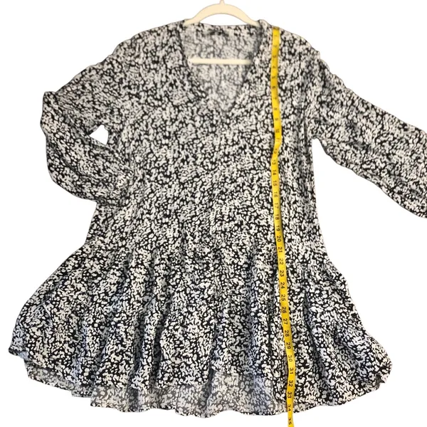 C Zara Claris Back & White V-Neck Long Sleeve Ruffle Women Mini Dress Size M - Image 9