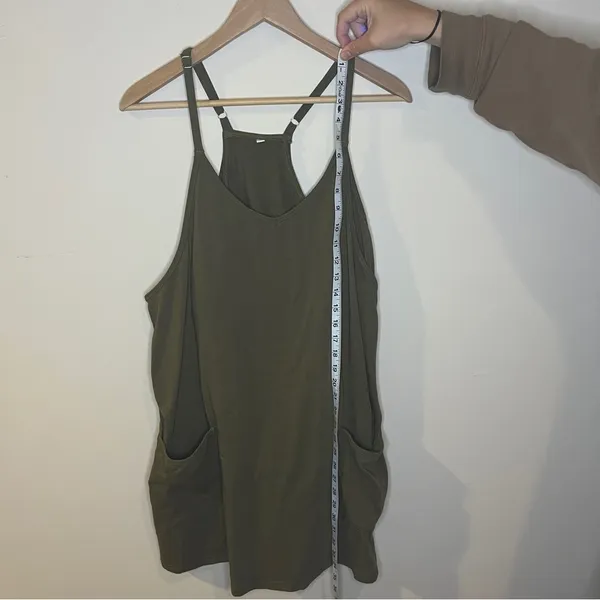 Romper Dress Shorts Women Large Green Adjustable Straps Pockets Summer Lined - Image 4