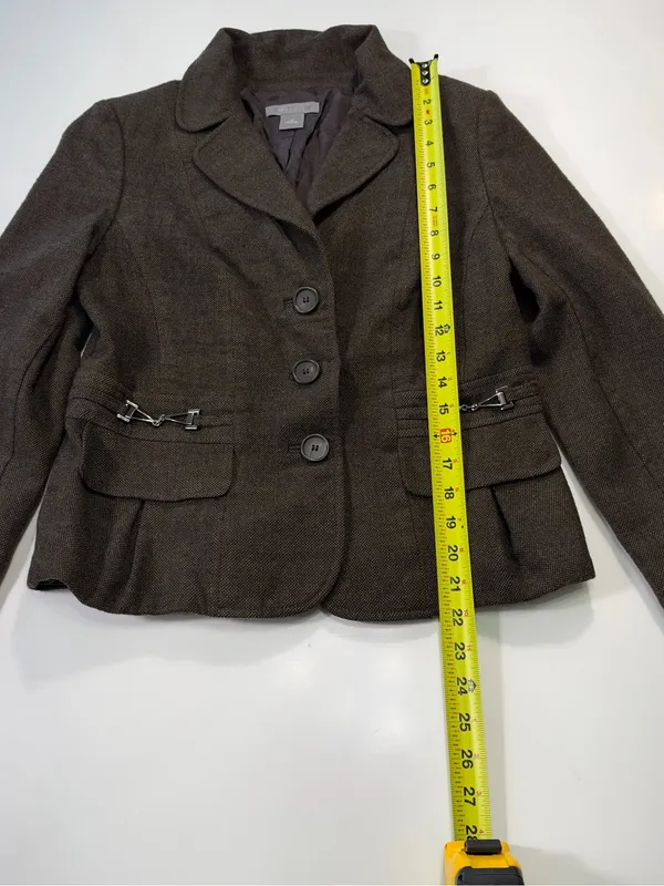 Ann Taylor Brown Tailored Wool Blend Blazer Size 10 - Image 3