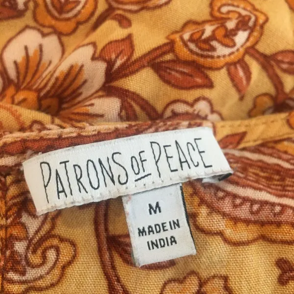 PATRONS OF PEACE Anthro Toluca Border Orange Yellow Paisley Tiered Dress Tunic M - Image 6